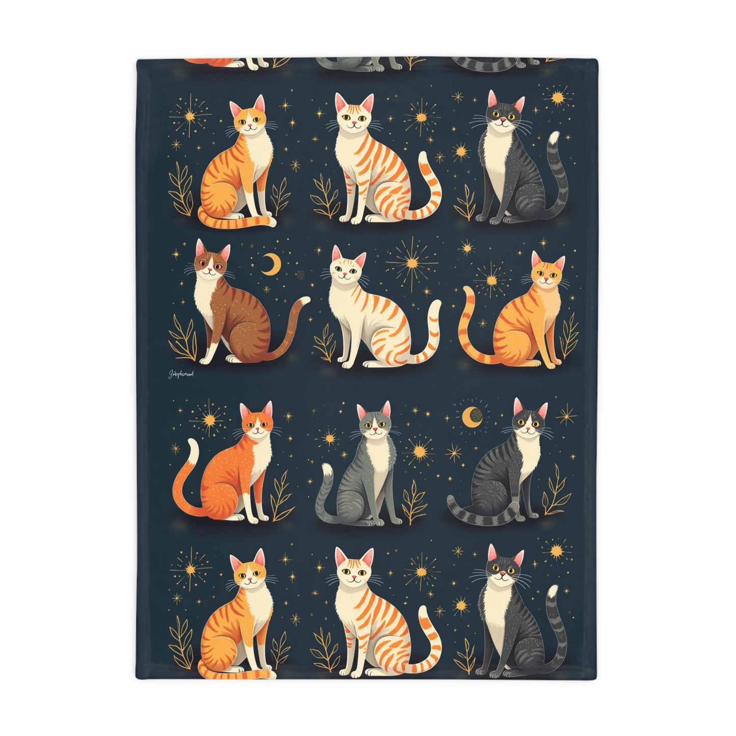 Celestial Cats I Cozy Cat Fleece Blanket