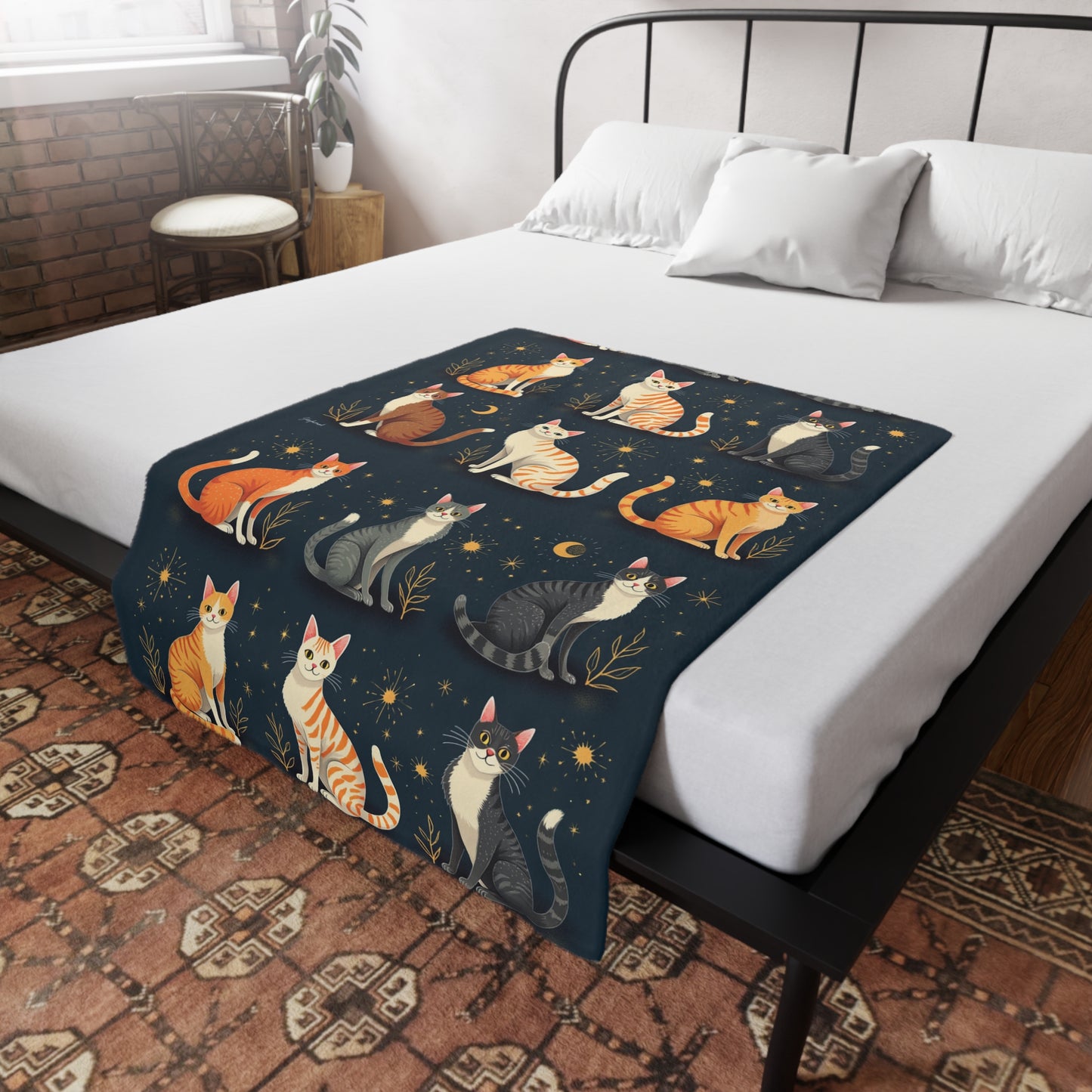 Celestial Cats I Cozy Cat Fleece Blanket
