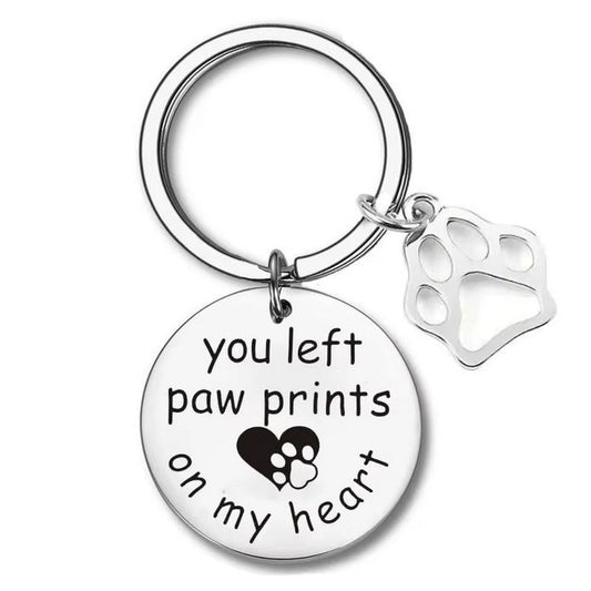 Personalised You Left Paw Prints on My Heart - Pet Memorial Keychain