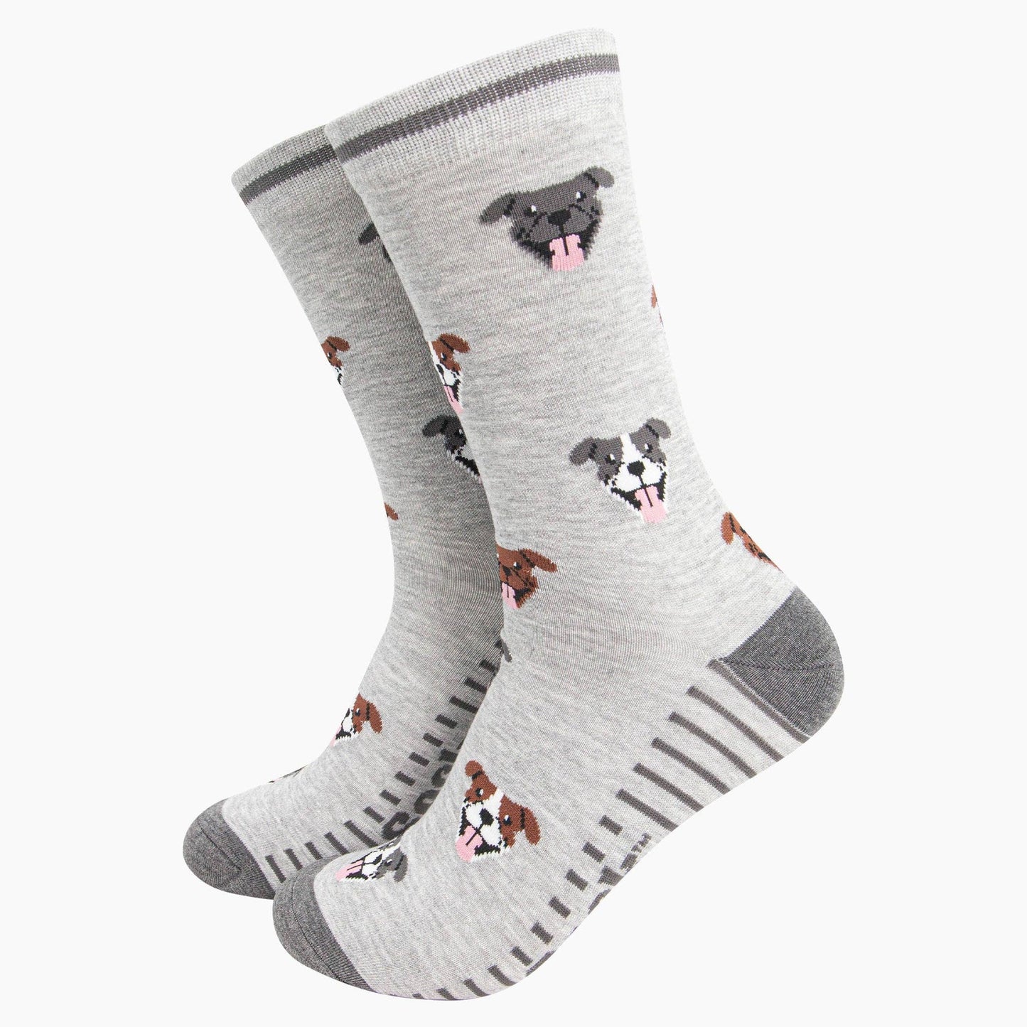 Grey, Staffy Bull Terrier - Men's Bamboo Socks