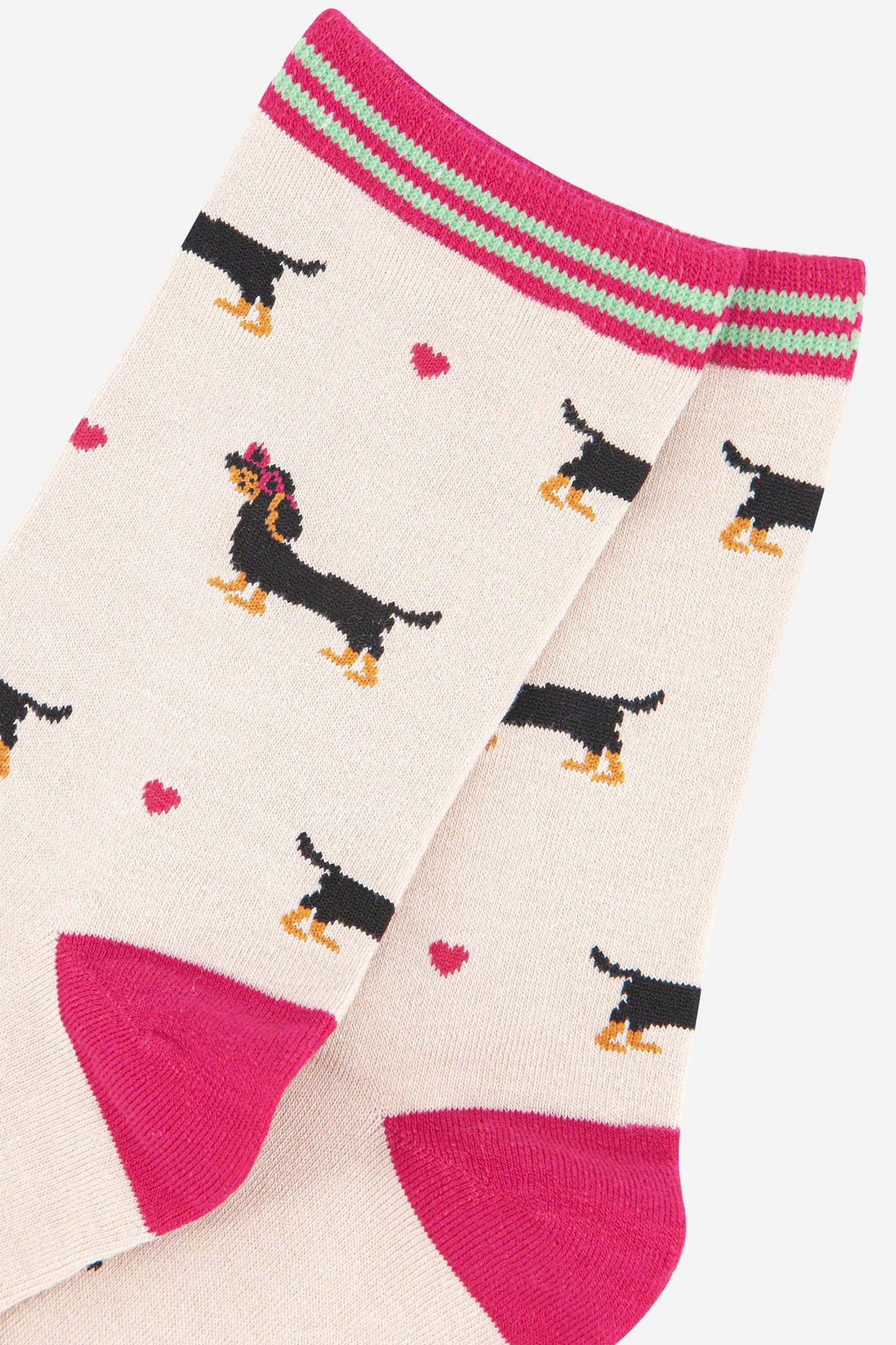 Sausage Dog Love Heart Glasses - Women's Bamboo Socks
