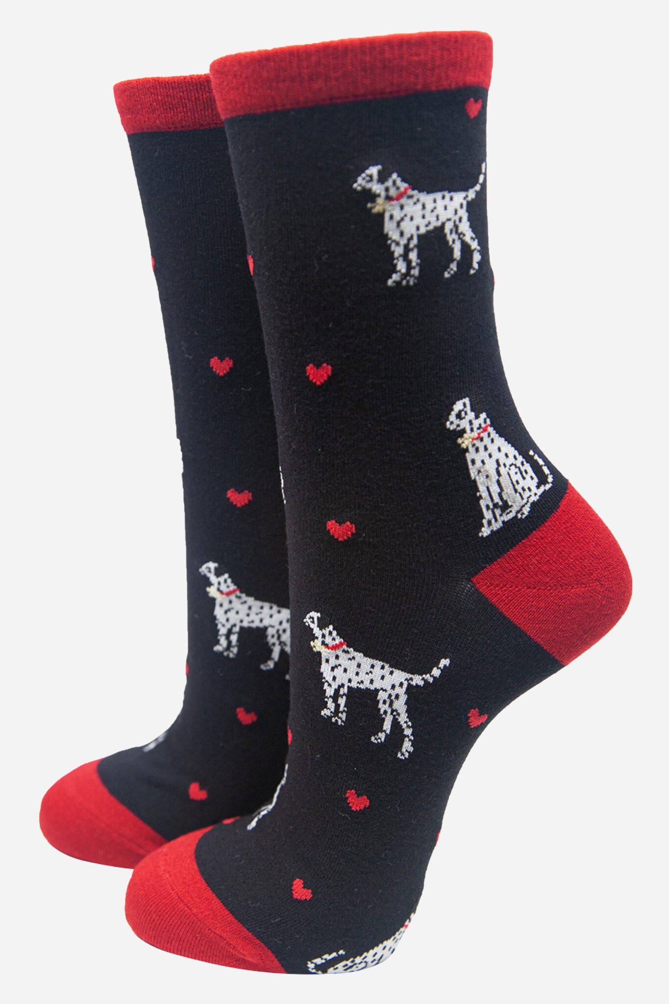 Dalmatian Black Red - Women's Bamboo Socks