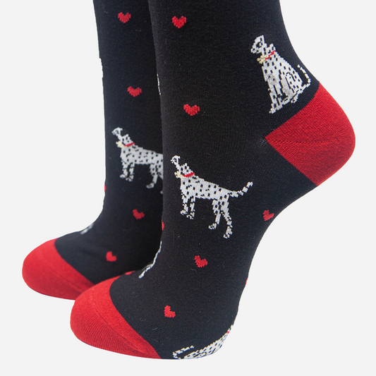 Dalmatian Black Red - Women's Bamboo Socks