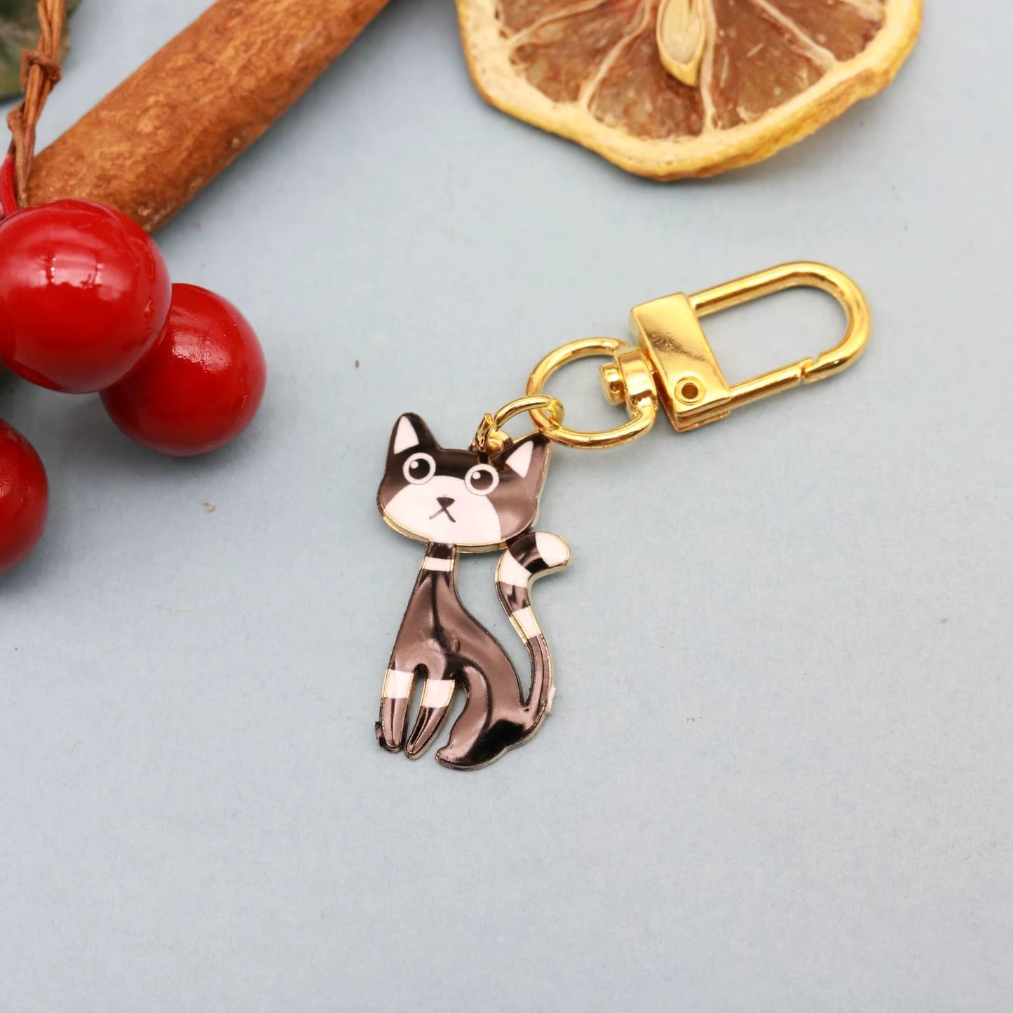 Colourful Cat Carabiner Keychain