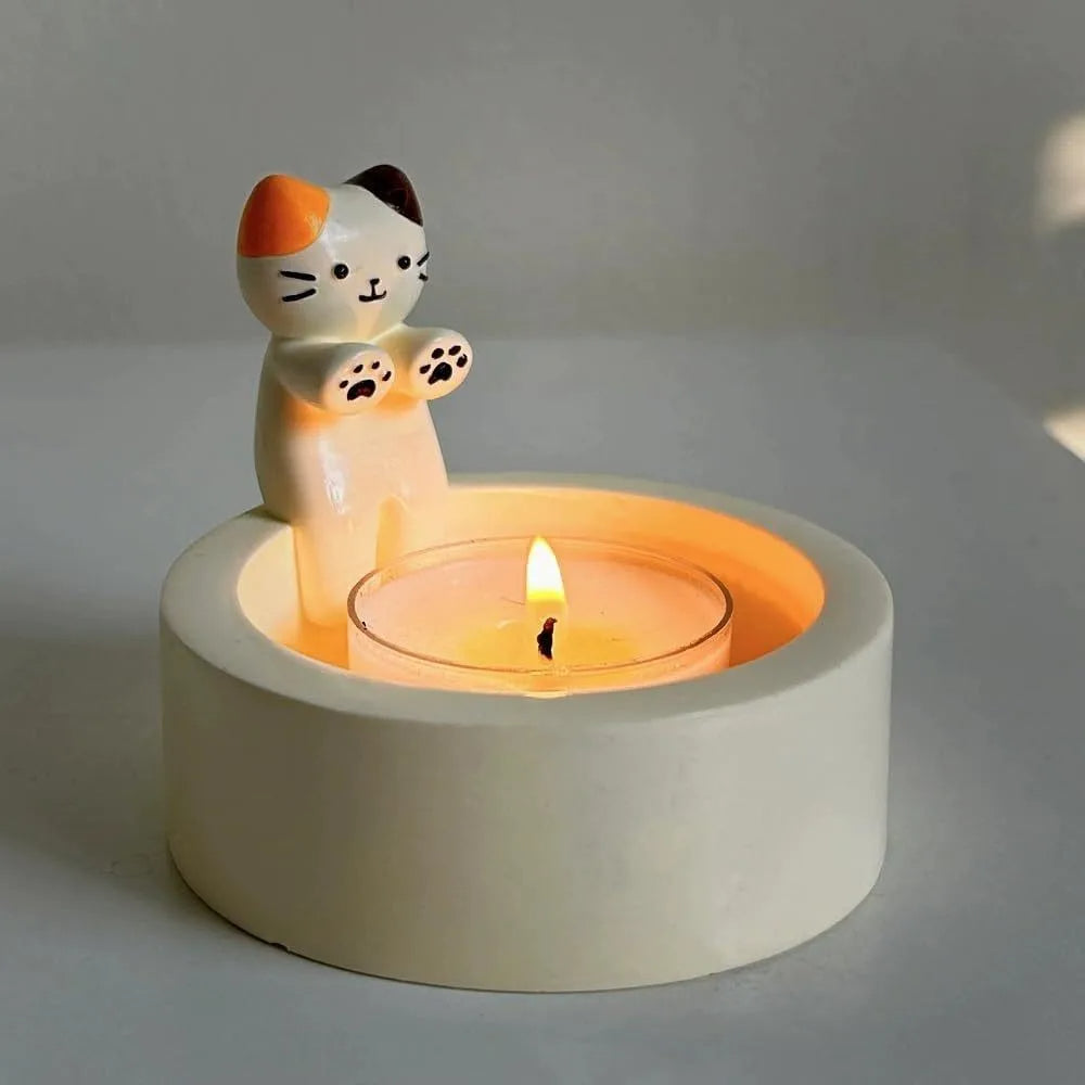 "Warming Paws" Cat Tea-light Candle Holder