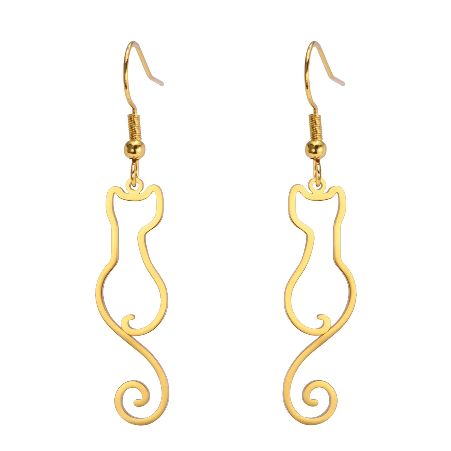 Cat Pendant Drop Earrings