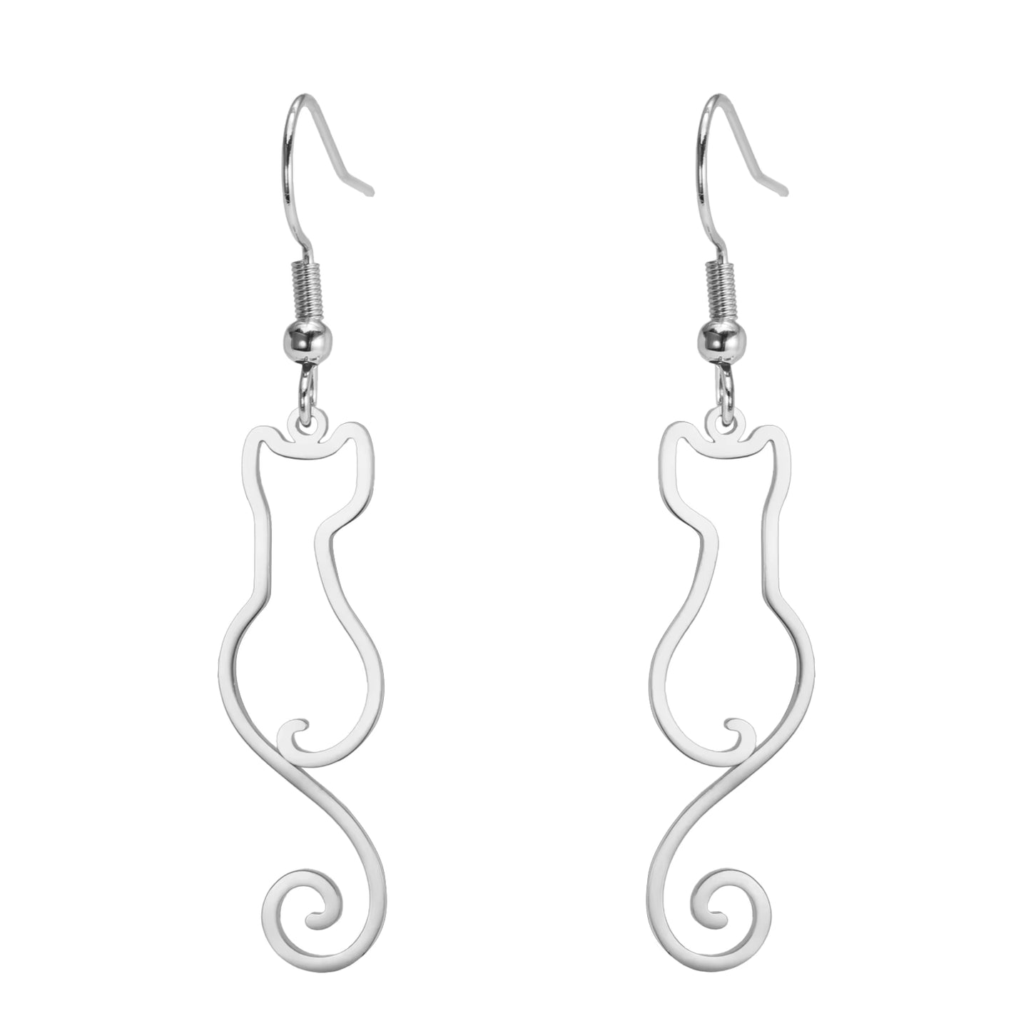 Cat Pendant Drop Earrings