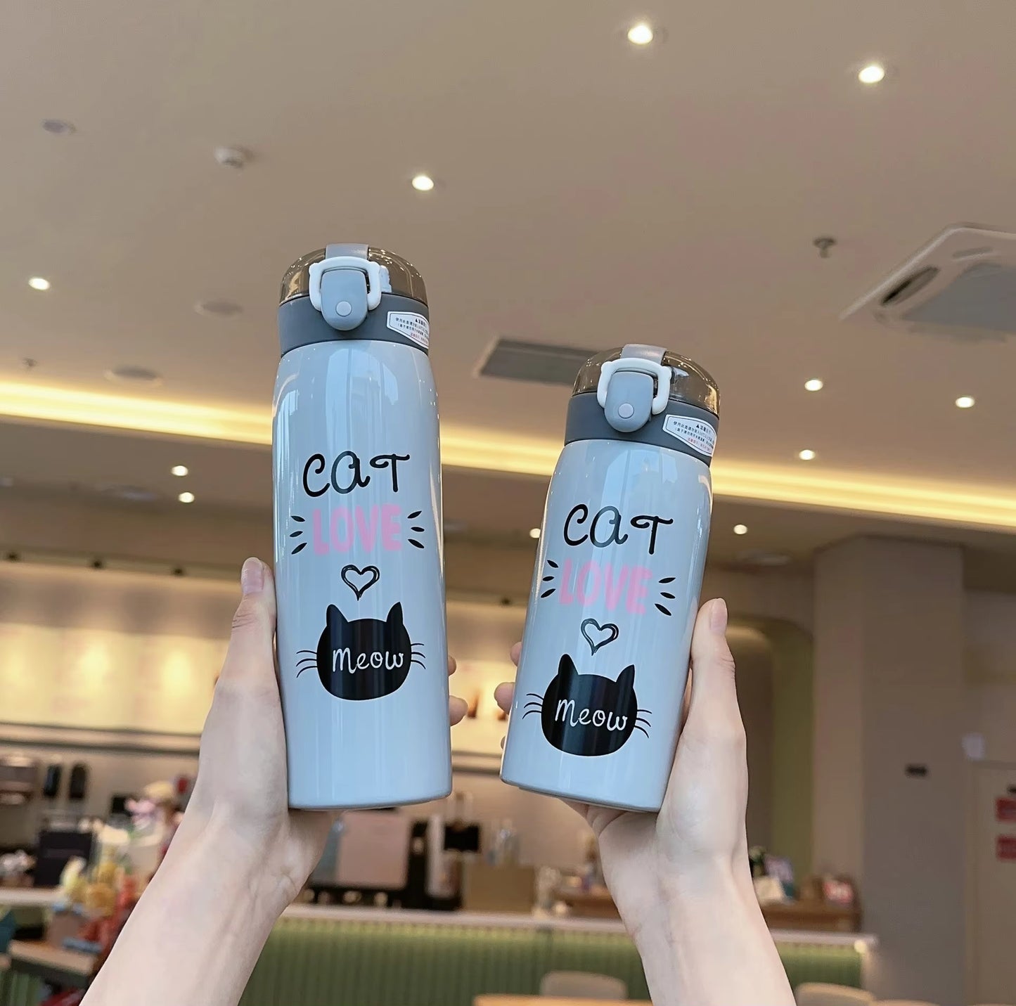 Cat-Themed Stainless Steel Water Bottle (hot and cold)