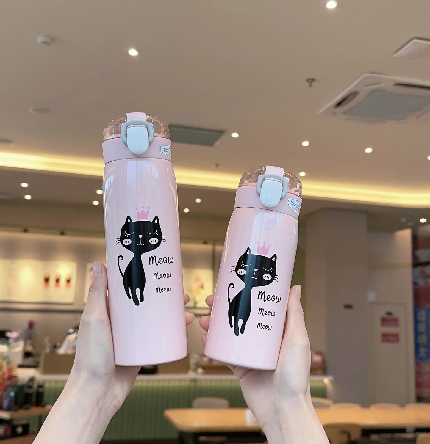 Cat-Themed Stainless Steel Water Bottle (hot and cold)