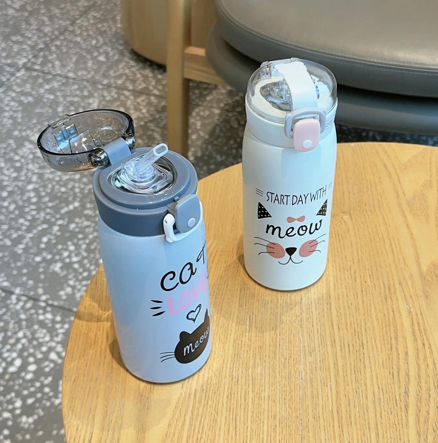 Cat-Themed Stainless Steel Water Bottle (hot and cold)