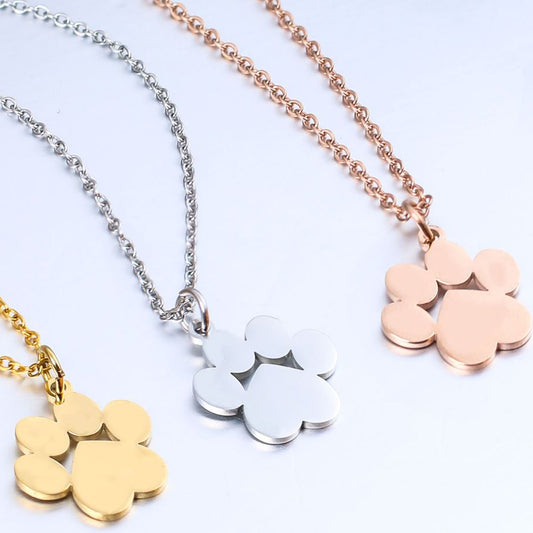 Engravable - Paw Print Pendant Necklace