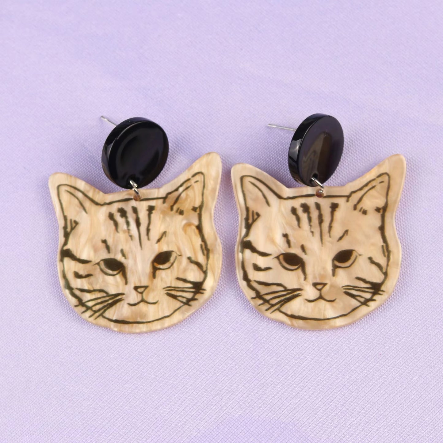 Cartoon Cat Acrylic Stud Earrings