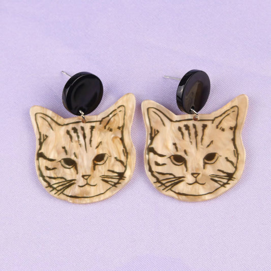 Cartoon Cat Acrylic Stud Earrings