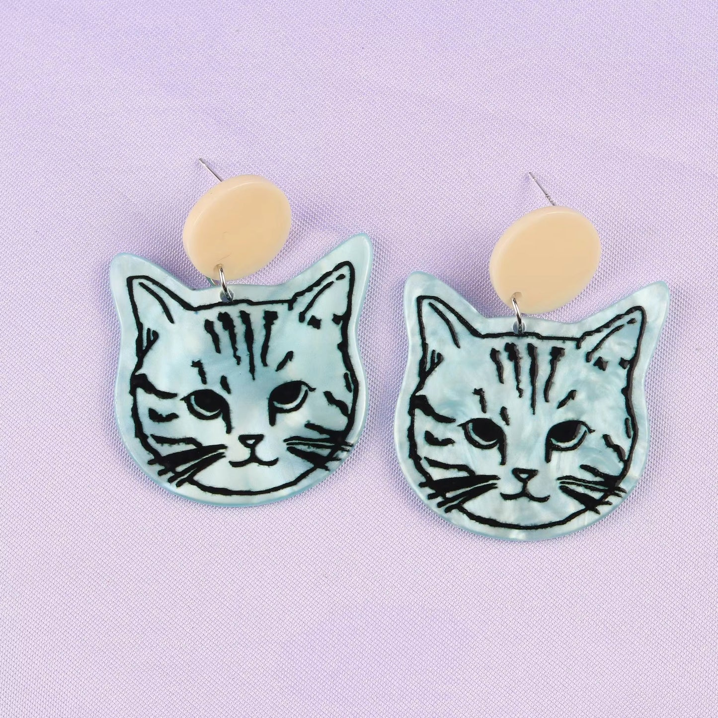 Cartoon Cat Acrylic Stud Earrings