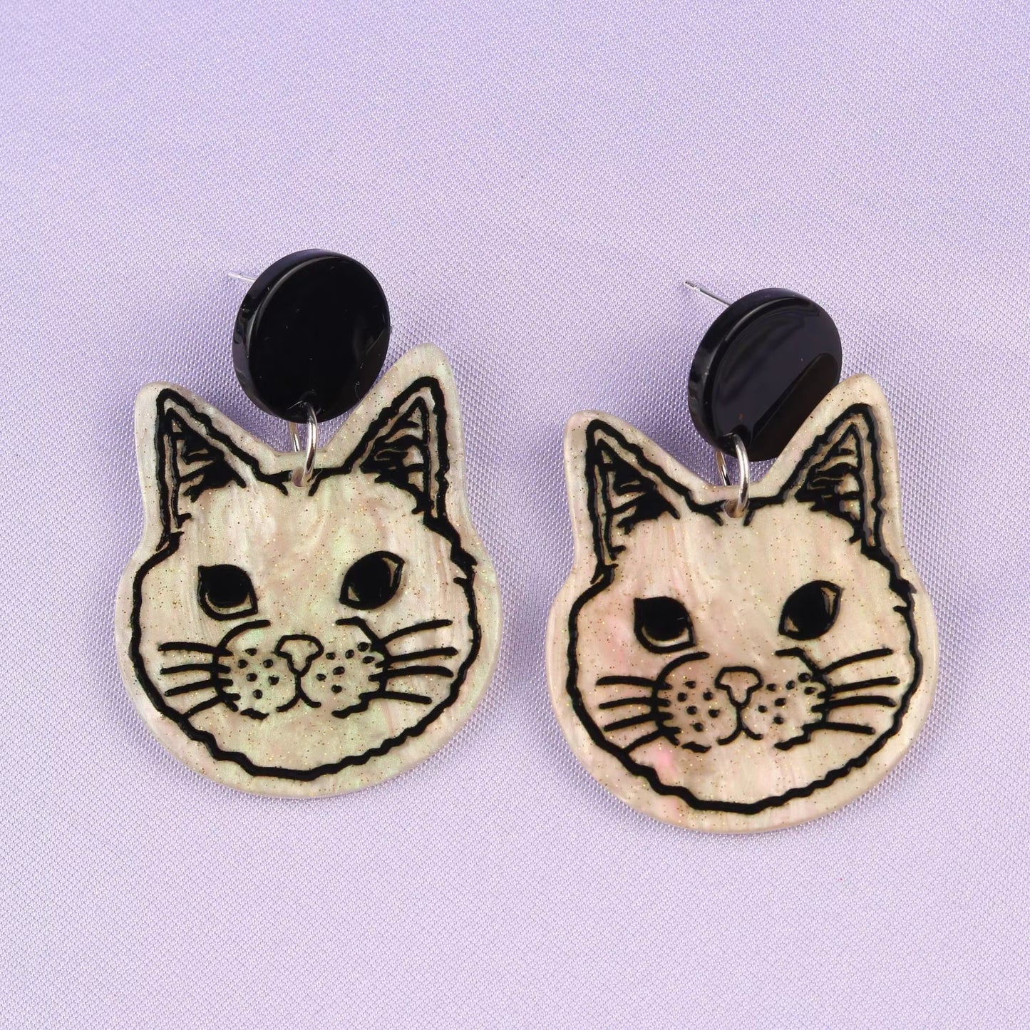 Cartoon Cat Acrylic Stud Earrings