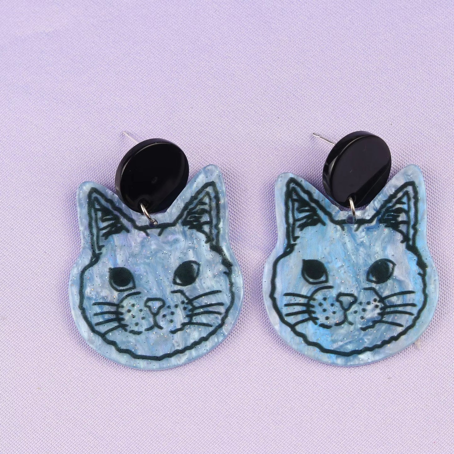 Cartoon Cat Acrylic Stud Earrings