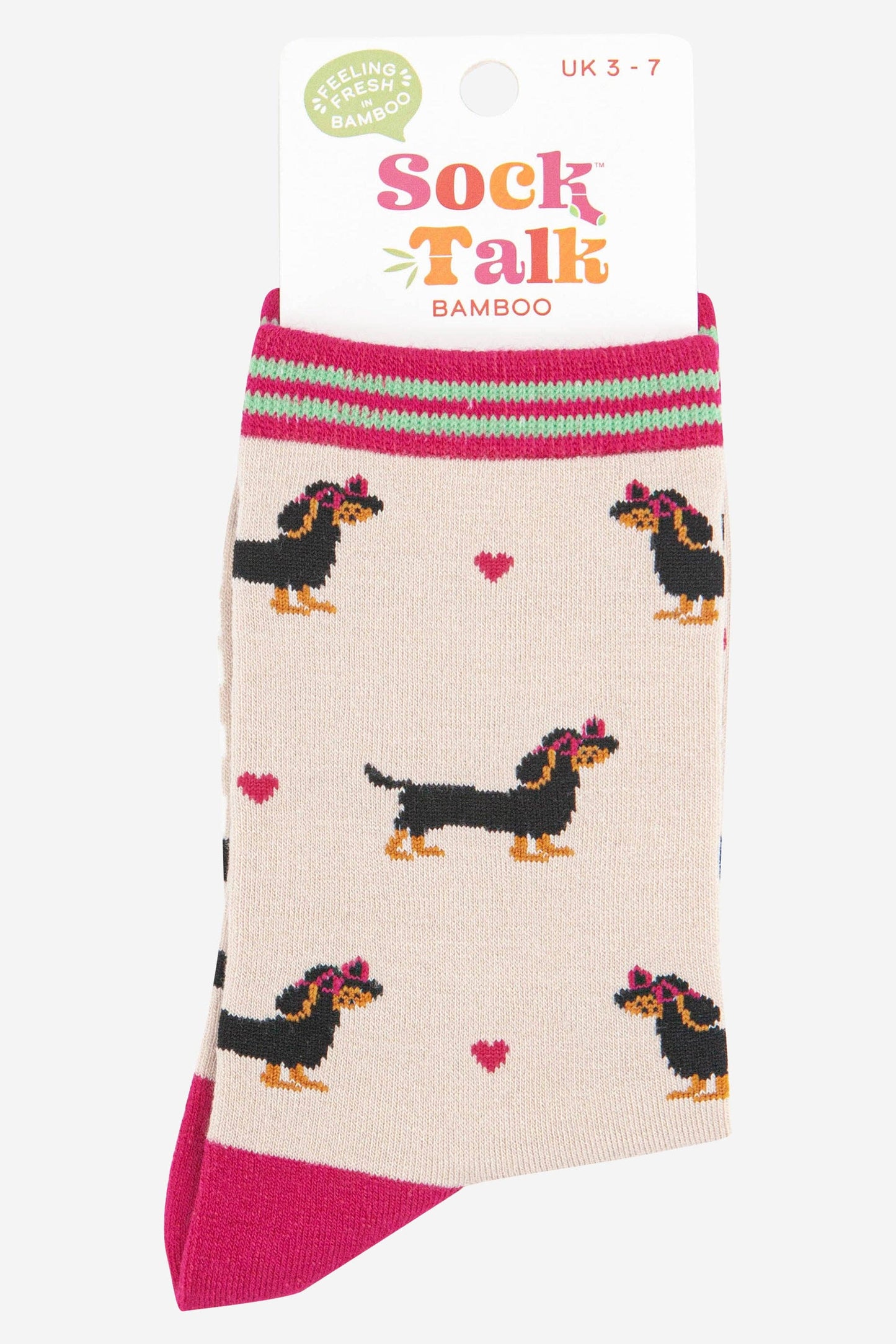 Sausage Dog Love Heart Glasses - Women's Bamboo Socks