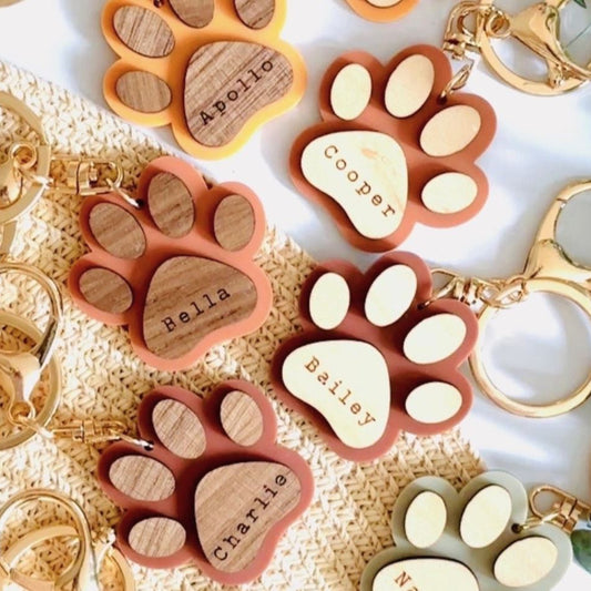 Engravable Paw Print Keychain