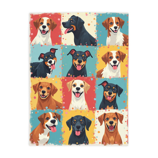 Patchwork Dogs - Plush Fleece Blanket
