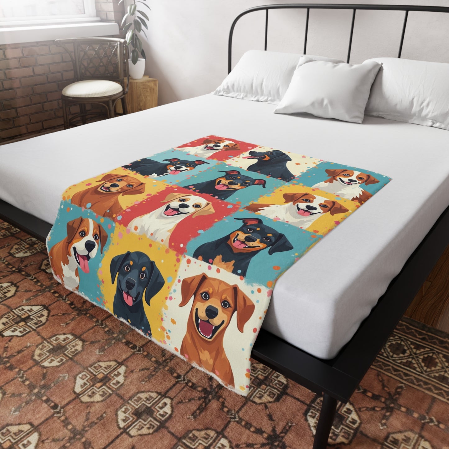 Patchwork Dogs - Plush Fleece Blanket