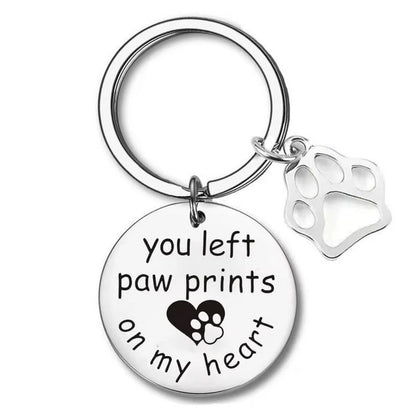 Personalised You Left Paw Prints on My Heart - Pet Memorial Keychain