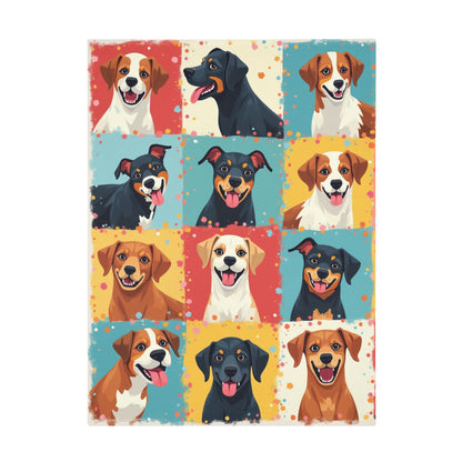 Patchwork Dogs - Plush Fleece Blanket