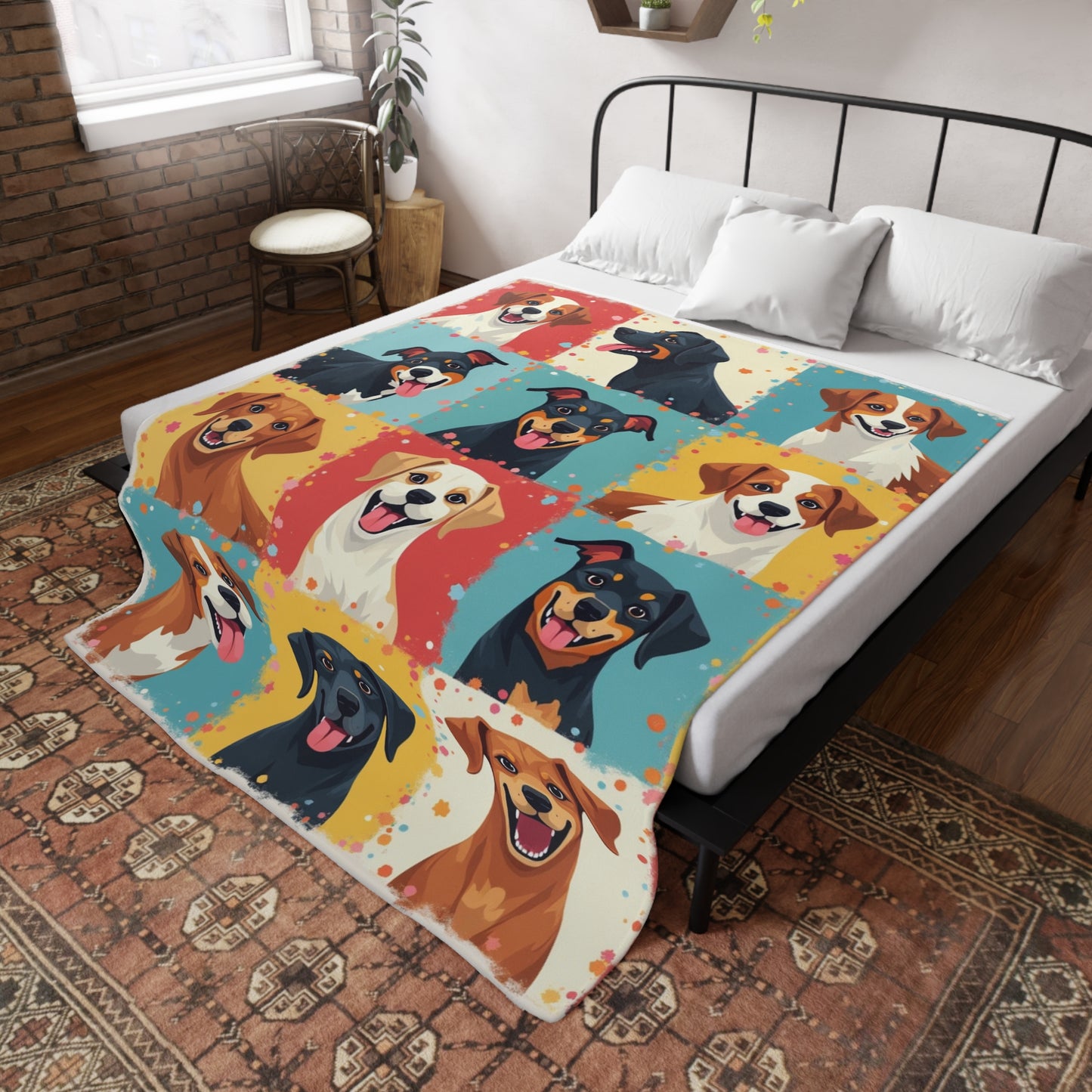 Patchwork Dogs - Plush Fleece Blanket