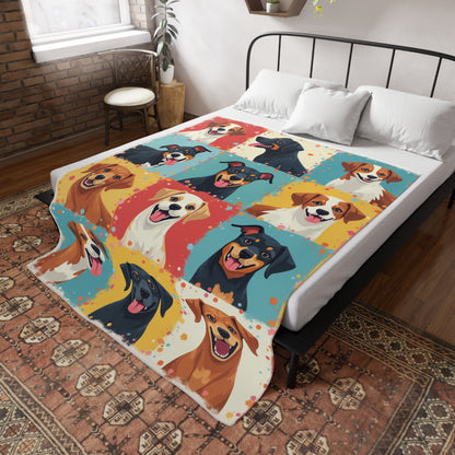 Patchwork Dogs - Plush Fleece Blanket