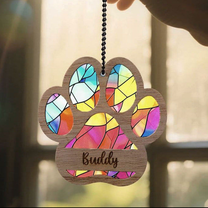 Personalised Suncatcher Paw Ornament