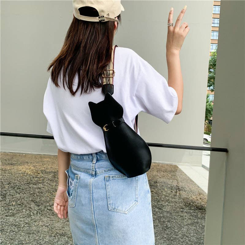 Cat Crossbody Bag with Wide Strap