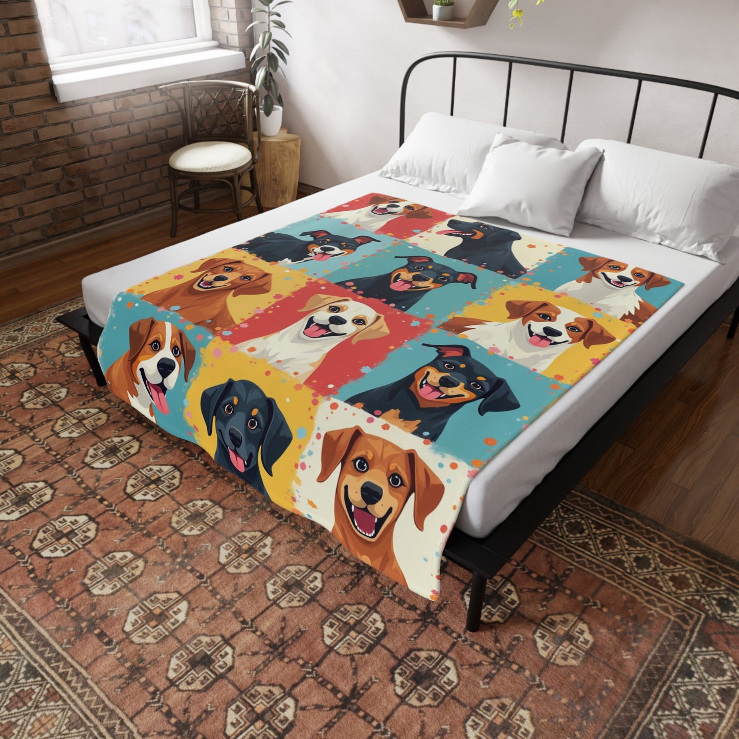 Patchwork Dogs - Plush Fleece Blanket