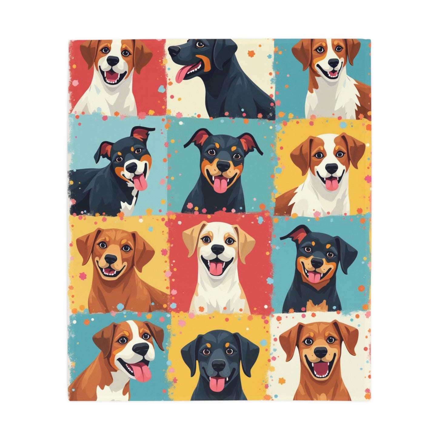 Patchwork Dogs - Plush Fleece Blanket