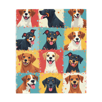 Patchwork Dogs - Plush Fleece Blanket