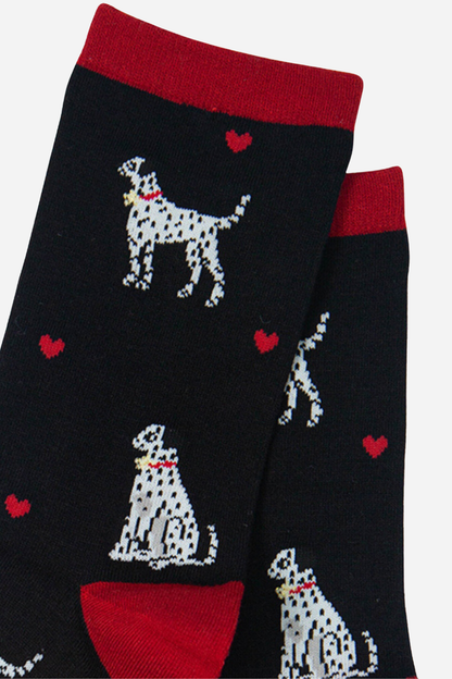 Dalmatian Black Red - Women's Bamboo Socks