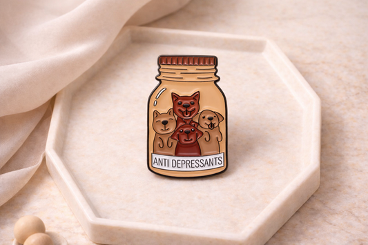 Anti Depressants Dog Jar Enamel Pin