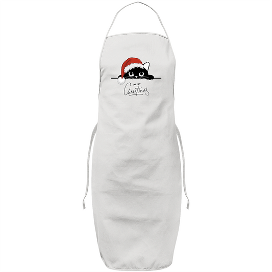 Peeking Christmas Cat - Bib Apron