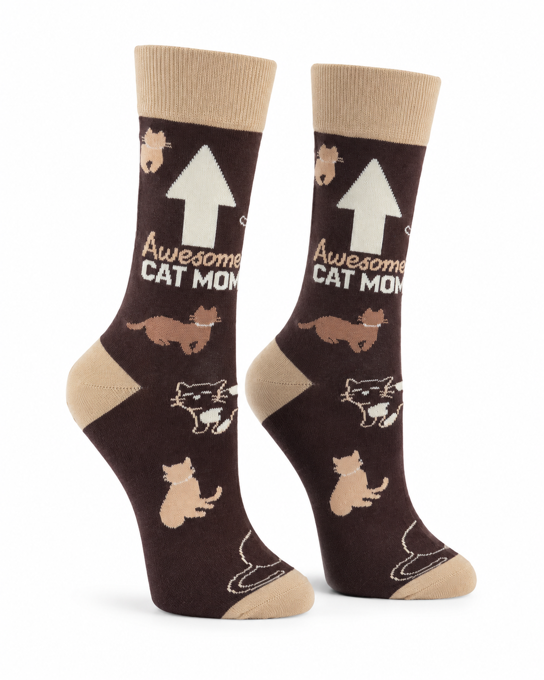 Awesome Cat Mom Brown Socks