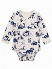 Baby Vintage Paw Bamboo Dog Bodysuit