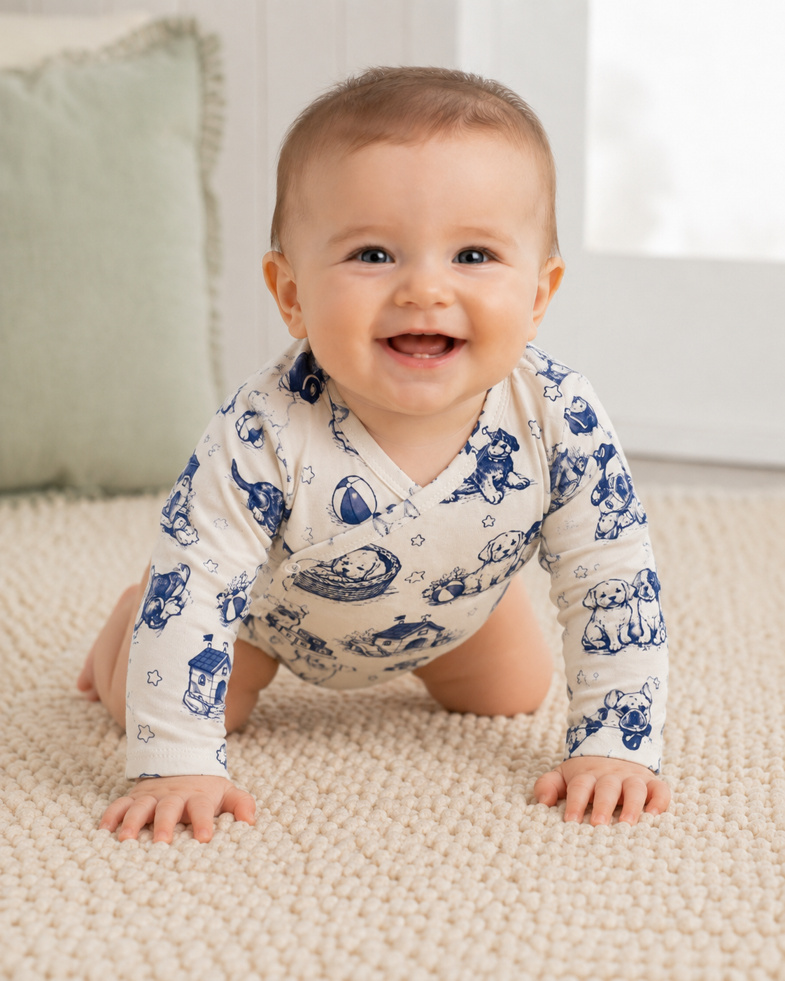 Baby Vintage Paw Bamboo Dog Bodysuit