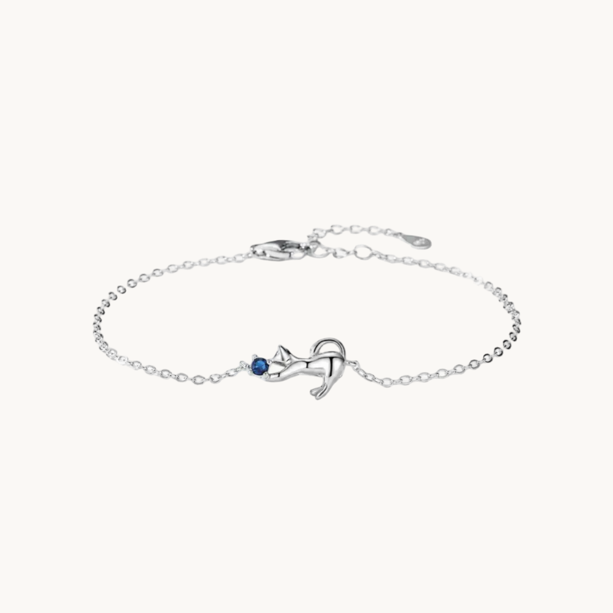 Sterling Silver Blue Zircon Cat Bracelet