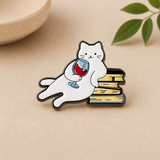 Books, Cats & Wine Enamel Pin
