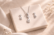 Cat Silhouette Necklace & Earrings Set