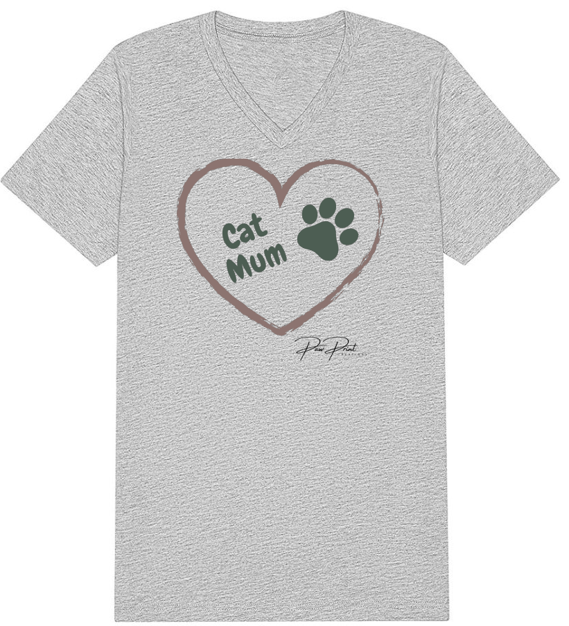 Cat Mum Pawprint Heart T-Shirt