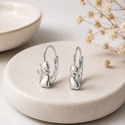 Sterling Silver Cat Bow Earrings