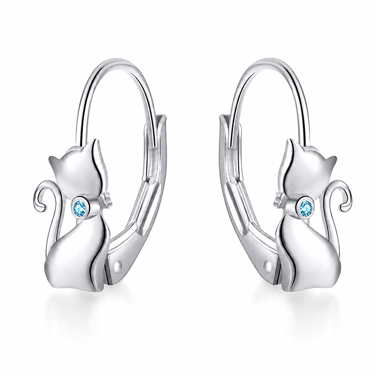 Sterling Silver Cat Bow Earrings