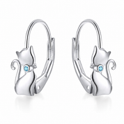 Sterling Silver Cat Bow Earrings