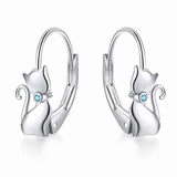 Sterling Silver Cat Bow Earrings