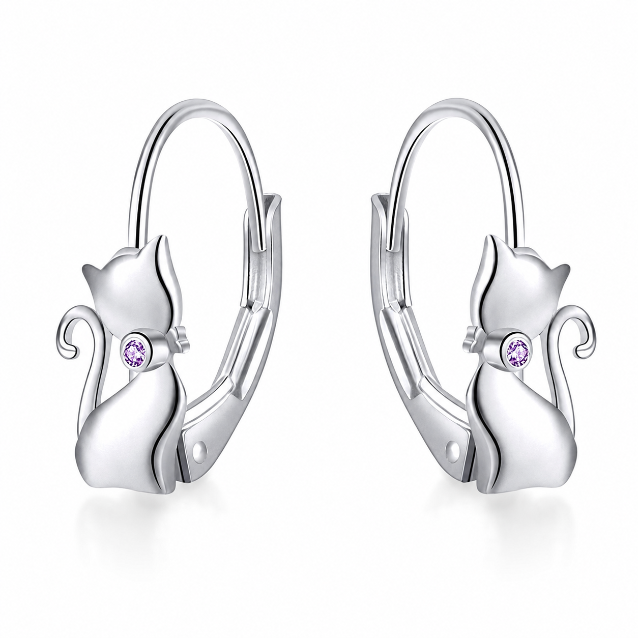 Sterling Silver Cat Bow Earrings