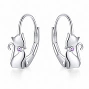 Sterling Silver Cat Bow Earrings