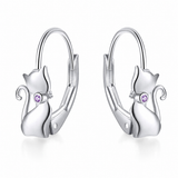 Sterling Silver Cat Bow Earrings